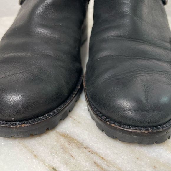 Cole Haan boots moto buckle leather hemlock black sz 8 biker women - Picture 3 of 12